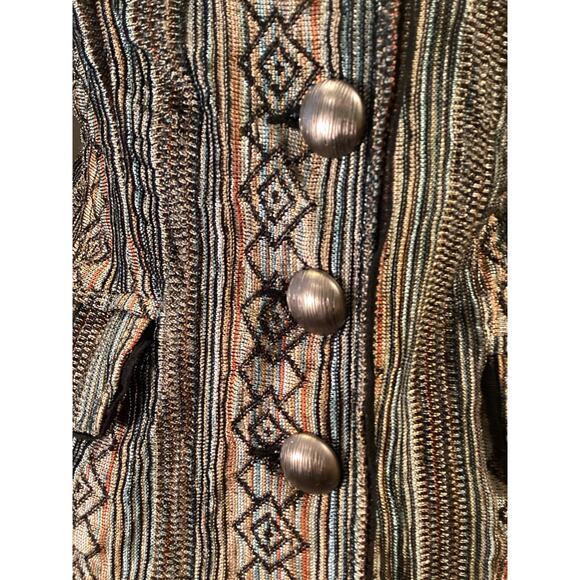 Alberto Makali Multi Color Crinkle Knit "Missoni Look" Mid Sleeve Jacket Top M - Picture 7 of 11